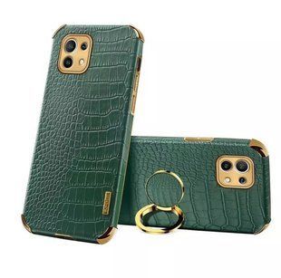 Чехол для Xiaomi Mi 11 с тиснением под кожу крокодила и магнитным держателем Green