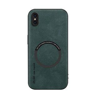 Шкіряний чохол OLGE з MagSafe для Apple iPhone XS Max Green