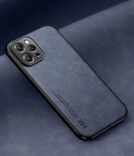 Кожаный чехол Sheepskin с магнитом для Xiaomi Redmi 12 Blue