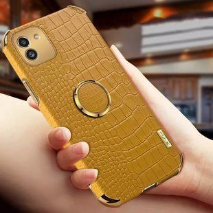 Чохол для Samsung Galaxy A03 з тисненням під шкіру крокодила і магнітним утримувачем Yellow