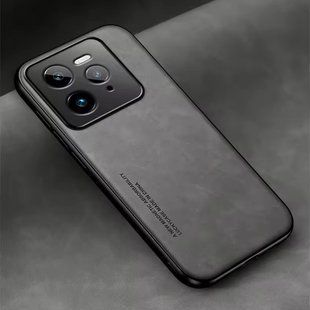 Кожаный чехол Sheepskin с магнитом для Realme GT 7 Pro Light gray