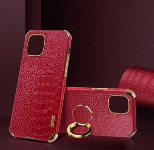 Чохол для Apple Iphone 8 Plus з тисненням під шкіру крокодила і магнітним утримувачем Red