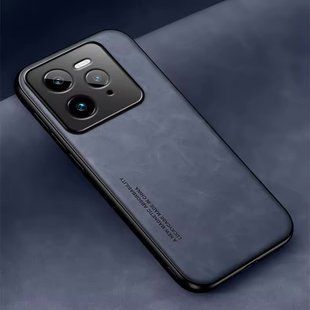 Кожаный чехол Sheepskin с магнитом для Realme GT 7 Pro Blue