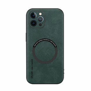 Шкіряний чохол OLGE з MagSafe для Apple iPhone 12 Pro Green