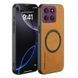 Шкіряний чохол OLGE з MagSafe для Motorola Edge 60 Fusion Golden brown