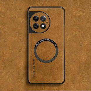Кожаный чехол OLGE с MagSafe для OnePlus Ace 2 Pro Golden brown
