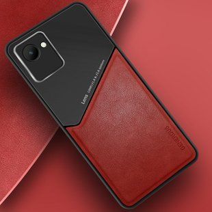 Бизнес чехол бампер GENEROUS для Realme C30s из стекла и искусственной кожи