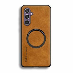 Шкіряний чохол OLGE з MagSafe для Samsung Galaxy S25 FE Golden brown