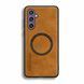 Шкіряний чохол OLGE з MagSafe для Samsung Galaxy S25 FE Golden brown