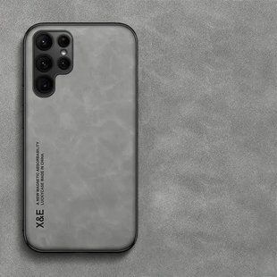 Шкіряний чохол Sheepskin з магнітом для Samsung Galaxy S21 Ultra Light gray