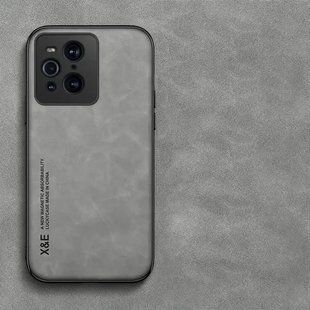 Кожаный чехол Sheepskin с магнитом для Oppo Find X3 / Find X3 Pro Light gray