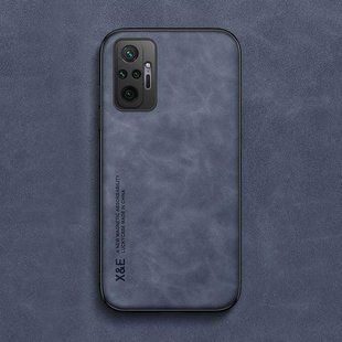 Кожаный чехол Sheepskin с магнитом для Xiaomi Redmi Note 10 Pro Blue