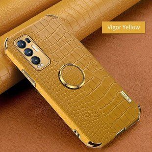 Чохол для Vivo X50 Pro з тисненням під шкіру крокодила і магнітним утримувачем Yellow
