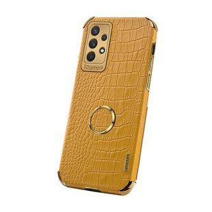 Чохол для Samsung Galaxy A13 4G з тисненням під шкіру крокодила і магнітним утримувачем Yellow