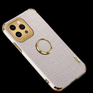 Чохол для Apple iPhone 16 Pro Max з тисненням під шкіру крокодила і магнітним утримувачем White