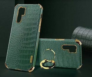 Чехол для Oppo A91 / Reno3 4G с тиснением под кожу крокодила и магнитным держателем Green