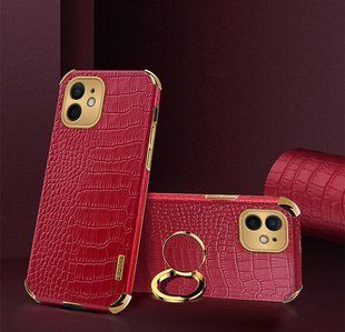 Чохол для Apple Iphone XS Max з тисненням під шкіру крокодила і магнітним утримувачем Red