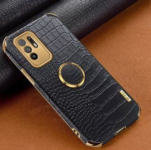 Чехол для Oppo A94 5G / Reno5 Z с тиснением под кожу крокодила и магнитным держателем