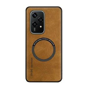 Шкіряний чохол OLGE з MagSafe для Huawei Honor 200 Lite Golden brown