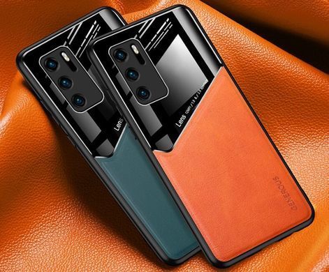 Бізнес чохол бампер GENEROUS для Huawei P40 з скла і штучної шкіри