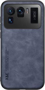 Кожаный чехол Sheepskin с магнитом для Xiaomi Mi 11 Ultra Blue