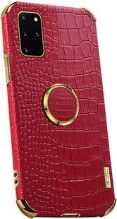 Чехол для Samsung Galaxy S20 Plus с тиснением под кожу крокодила и магнитным держателем Red