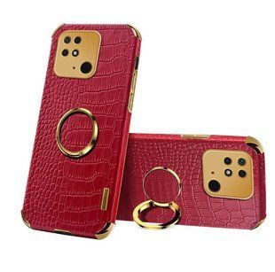 Чохол для Xiaomi Poco C40 з тисненням під шкіру крокодила та магнітним тримачем Red