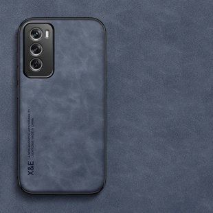 Шкіряний чохол Sheepskin з магнітом для Oppo Reno12 Blue