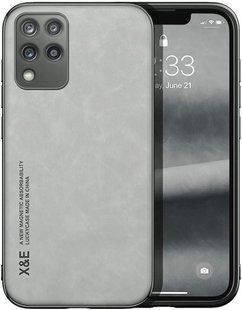 Шкіряний чохол Sheepskin з магнітом для Samsung Galaxy M33 Light gray