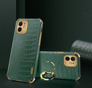 Чохол для Apple Iphone XS Max з тисненням під шкіру крокодила і магнітним утримувачем Green