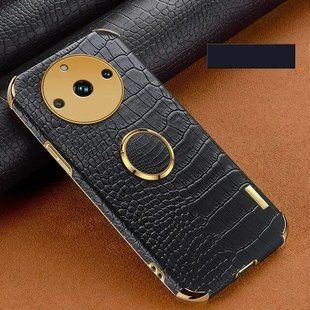 Чехол для Realme 11 Pro Plus с тиснением под кожу крокодила и магнитным держателем