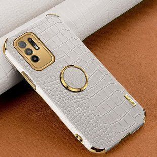Чехол для Oppo A94 5G / Reno5 Z с тиснением под кожу крокодила и магнитным держателем White
