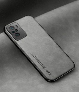 Кожаный чехол Sheepskin с магнитом для Xiaomi Poco M5s Light gray