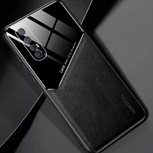 Бизнес чехол бампер GENEROUS для Oppo Reno3 5G из стекла и искусственной кожи