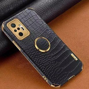 Чехол для Xiaomi Redmi Note 10 Pro с тиснением под кожу крокодила и магнитным держателем