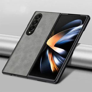 Кожаный чехол Sheepskin с магнитом для Samsung Galaxy Fold 4 Light gray