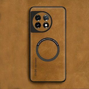Шкіряний чохол OLGE з MagSafe для OnePlus 11 Golden brown