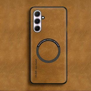Кожаный чехол OLGE с MagSafe для Samsung Galaxy A36 Golden brown