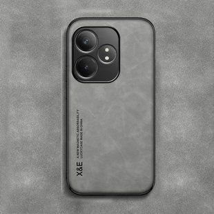 Шкіряний чохол Sheepskin з магнітом для Realme GT 6 Light gray
