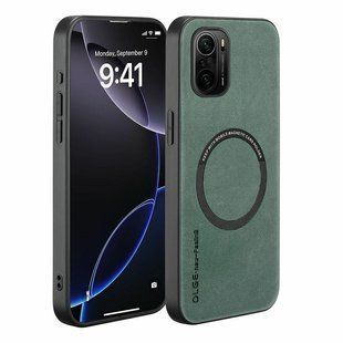 Кожаный чехол OLGE с MagSafe для Xiaomi Poco F3 Green