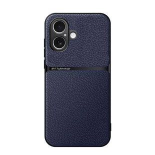 Кожаный чехол Elegance с магнитом для Apple iPhone 16 Plus Dark blue