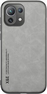 Кожаный чехол Sheepskin с магнитом для Xiaomi Mi 11 Lite / Mi 11 Lite 5G Light gray
