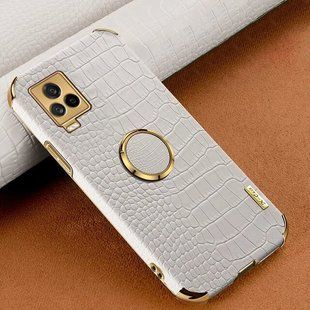 Чехол для Vivo V20 Pro с тиснением под кожу крокодила и магнитным держателем White