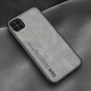 Кожаный чехол Sheepskin с магнитом для Huawei P40 Lite Light gray