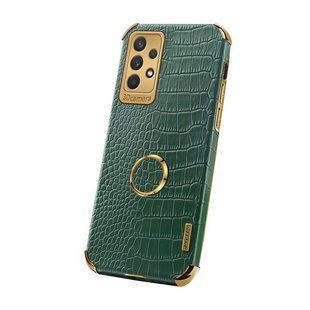 Чехол для Samsung Galaxy A23 4G с тиснением под кожу крокодила и магнитным держателем Green