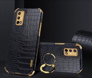 Чехол для Realme GT Master с тиснением под кожу крокодила и магнитным держателем