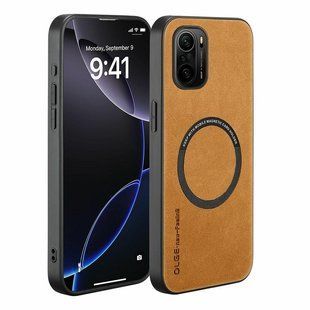 Шкіряний чохол OLGE з MagSafe для Xiaomi Mi 11i / Poco F3 / Redmi K40 / K40 Pro / K40 Pro Plus Golden brown