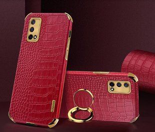 Чехол для Realme GT Master с тиснением под кожу крокодила и магнитным держателем Red