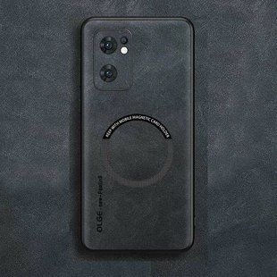 Кожаный чехол OLGE с MagSafe для Oppo Reno7 5G / Find X5 Lite Dark gray