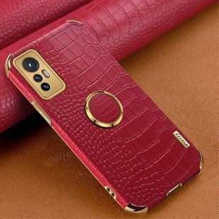 Чохол для Xiaomi 12 Lite з тисненням під шкіру крокодила і магнітним утримувачем Red